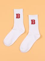 Unisex Casual Sports Letter Cotton Crew Socks A Pair sku image 12