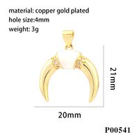 1 Piece Ig Style Hip-hop Commute Moon Horns Copper Plating Inlay Pendant Jewelry Accessories main image 4