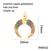1 Piece Ig Style Hip-hop Commute Moon Horns Copper Plating Inlay Pendant Jewelry Accessories main image 6