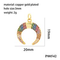 1 Pièce Style Ig Hip Hop Commuer Lune Cornes Le Cuivre Placage Incruster Pendentif Bijoux Accessoires sku image 11