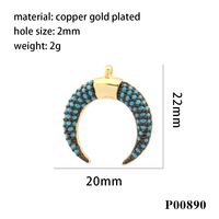 1 Piece Ig Style Hip-hop Commute Moon Horns Copper Plating Inlay Pendant Jewelry Accessories main image 3