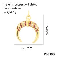 1 Piece Ig Style Hip-hop Commute Moon Horns Copper Plating Inlay Pendant Jewelry Accessories main image 5