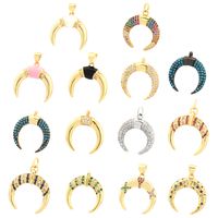 1 Piece Ig Style Hip-hop Commute Moon Horns Copper Plating Inlay Pendant Jewelry Accessories main image 9
