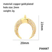 1 Piece Ig Style Hip-hop Commute Moon Horns Copper Plating Inlay Pendant Jewelry Accessories main image 7