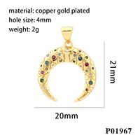 1 Piece Ig Style Hip-hop Commute Moon Horns Copper Plating Inlay Pendant Jewelry Accessories main image 8