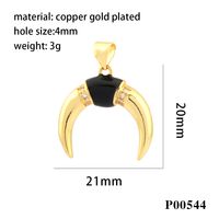 1 Piece Ig Style Hip-hop Commute Moon Horns Copper Plating Inlay Pendant Jewelry Accessories sku image 8