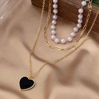 Simple Style Heart Shape Plastic Zinc Alloy Women's Three Layer Necklace main image 3