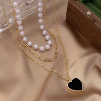 Simple Style Heart Shape Plastic Zinc Alloy Women's Three Layer Necklace main image 5