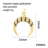 1 Piece Ig Style Hip-hop Commute Moon Horns Copper Plating Inlay Pendant Jewelry Accessories sku image 13