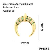 1 Piece Ig Style Hip-hop Commute Moon Horns Copper Plating Inlay Pendant Jewelry Accessories sku image 5