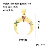 1 Piece Ig Style Hip-hop Commute Moon Horns Copper Plating Inlay Pendant Jewelry Accessories sku image 1