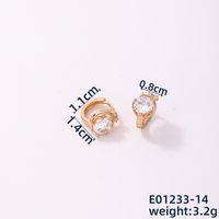 1 Stück Einfacher Stil Blume Kupfer Perle Zirkon K Vergoldet Reif Ohrringe sku image 1