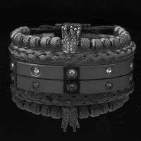 Punk Crown Roman Numeral Titanium Steel Plating Unisex Bracelets Bangle sku image 3