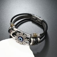 Retro Eye Alloy Leather Unisex Bracelets main image 4