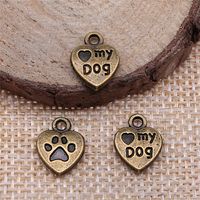1 Piece Retro Letter Paw Print Heart Shape Alloy Plating Pendant Jewelry Accessories sku image 1