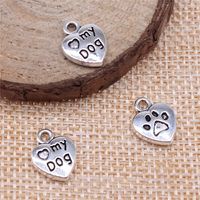 1 Piece Retro Letter Paw Print Heart Shape Alloy Plating Pendant Jewelry Accessories main image 3