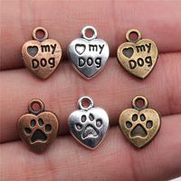 1 Piece Retro Letter Paw Print Heart Shape Alloy Plating Pendant Jewelry Accessories main image 1