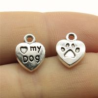 1 Piece Retro Letter Paw Print Heart Shape Alloy Plating Pendant Jewelry Accessories main image 4