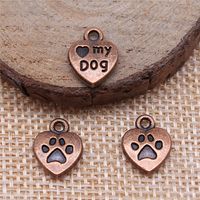1 Piece Retro Letter Paw Print Heart Shape Alloy Plating Pendant Jewelry Accessories sku image 3