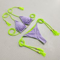 Femmes Couleur Unie Ensemble 2 Pièces Bikinis Maillots De Bain main image 2