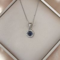 Elegant Simple Style Round Stainless Steel Titanium Steel Plating Inlay Zircon Pendant Necklace sku image 5