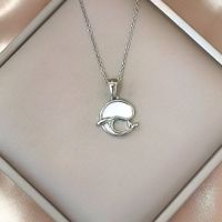 Cute Dolphin Stainless Steel Titanium Steel Plating Inlay Agate Shell Pendant Necklace main image 5