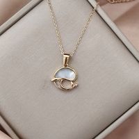 Cute Dolphin Stainless Steel Titanium Steel Plating Inlay Agate Shell Pendant Necklace main image 4