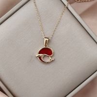 Cute Dolphin Stainless Steel Titanium Steel Plating Inlay Agate Shell Pendant Necklace sku image 7