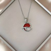 Cute Dolphin Stainless Steel Titanium Steel Plating Inlay Agate Shell Pendant Necklace sku image 3