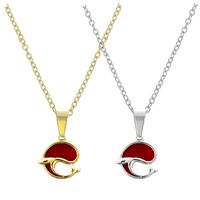 Cute Dolphin Stainless Steel Titanium Steel Plating Inlay Agate Shell Pendant Necklace main image 3