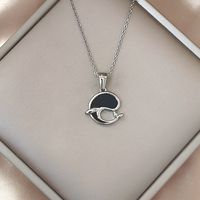 Cute Dolphin Stainless Steel Titanium Steel Plating Inlay Agate Shell Pendant Necklace sku image 2