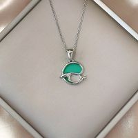 Cute Dolphin Stainless Steel Titanium Steel Plating Inlay Agate Shell Pendant Necklace sku image 4