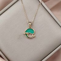 Cute Dolphin Stainless Steel Titanium Steel Plating Inlay Agate Shell Pendant Necklace sku image 8