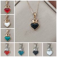 Simple Style Heart Shape Crown Stainless Steel Titanium Steel Plating Pendant Necklace main image 1