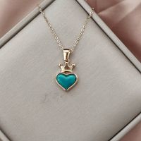 Simple Style Heart Shape Crown Stainless Steel Titanium Steel Plating Pendant Necklace main image 5