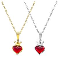 Simple Style Heart Shape Crown Stainless Steel Titanium Steel Plating Pendant Necklace main image 3