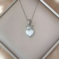 Simple Style Heart Shape Crown Stainless Steel Titanium Steel Plating Pendant Necklace sku image 1