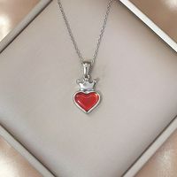 Simple Style Heart Shape Crown Stainless Steel Titanium Steel Plating Pendant Necklace sku image 3
