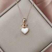 Simple Style Heart Shape Crown Stainless Steel Titanium Steel Plating Pendant Necklace sku image 5