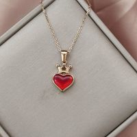 Simple Style Heart Shape Crown Stainless Steel Titanium Steel Plating Pendant Necklace sku image 7