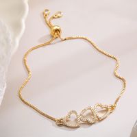Elegant Simple Style Heart Shape Flower Copper Plating Inlay Zircon 18k Gold Plated Bracelets main image 4