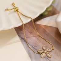 Elegant Simple Style Heart Shape Flower Copper Plating Inlay Zircon 18k Gold Plated Bracelets main image 5
