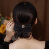 Femmes Dame Couleur Unie Chiffon Noeud Papillon Attache-cheveux main image 5