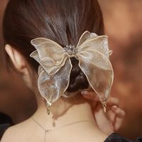 Femmes Dame Couleur Unie Chiffon Noeud Papillon Attache-cheveux main image 1