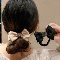 Women's Lady Solid Color Rhinestone Bowknot Hair Tie main image 3