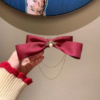 Women's Sweet Bow Knot Cloth Handmade Chain Hair Clip sku image 7