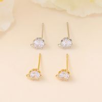 1 Pair Copper Zircon Round Earrings Accessories Simple Style main image 5