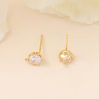 1 Pair Copper Zircon Round Earrings Accessories Simple Style main image 4