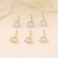 1 Pair Copper Zircon Round Earrings Accessories Simple Style main image 3