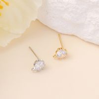 1 Pair Copper Zircon Round Earrings Accessories Simple Style main image 1